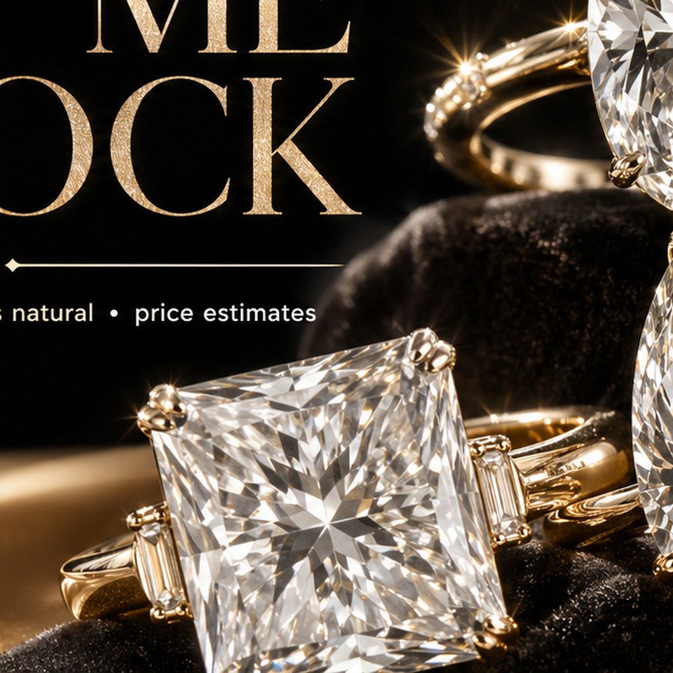Radiant cut diamond ring closeup with bright reflections