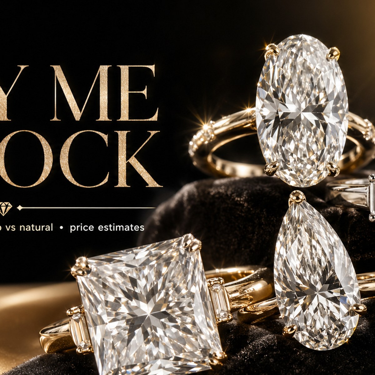 Square crop of luxury diamond rings for social sharing